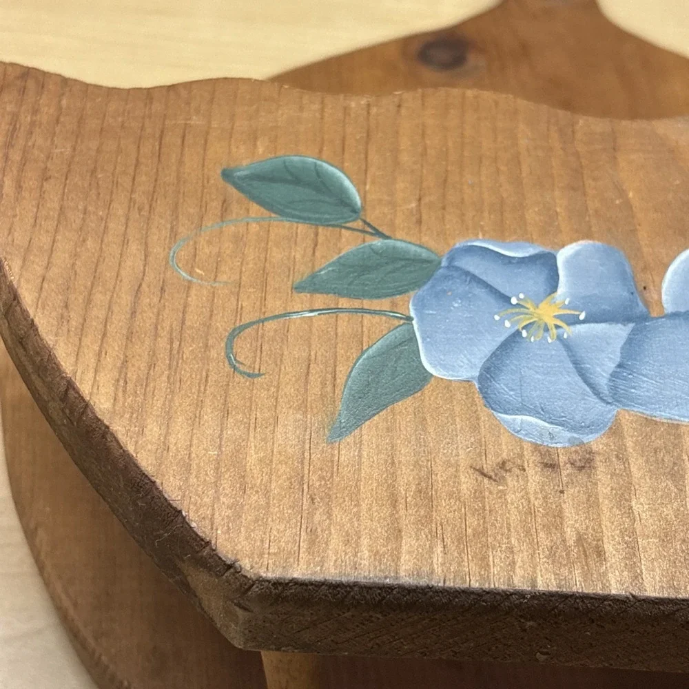 Vintage Wood China Wall Shelf Plate Rack Display Farmhouse Flower Painted. - Picture 15 of 15